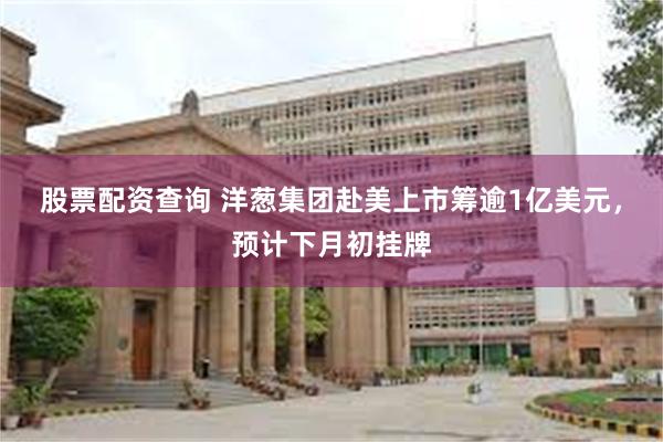 股票配资查询 洋葱集团赴美上市筹逾1亿美元，预计下月初挂牌