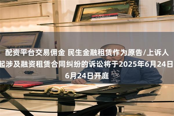 配资平台交易佣金 民生金融租赁作为原告/上诉人的6起涉及融资租赁合同纠纷的诉讼将于2025年6月24日开庭