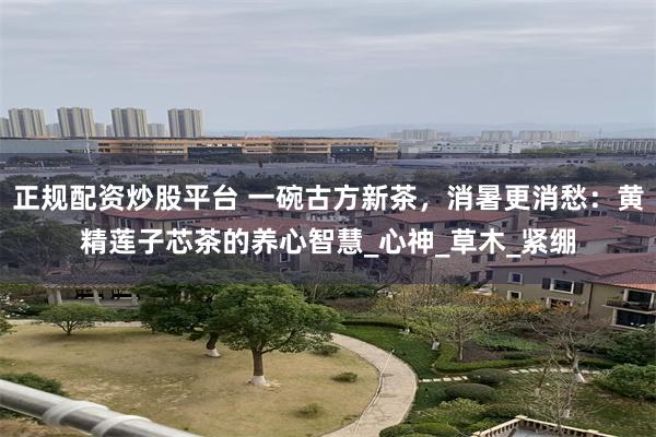 正规配资炒股平台 一碗古方新茶，消暑更消愁：黄精莲子芯茶的养心智慧_心神_草木_紧绷