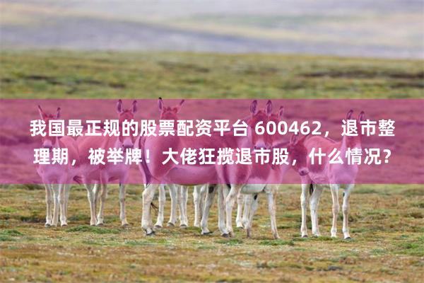 我国最正规的股票配资平台 600462，退市整理期，被举牌！大佬狂揽退市股，什么情况？
